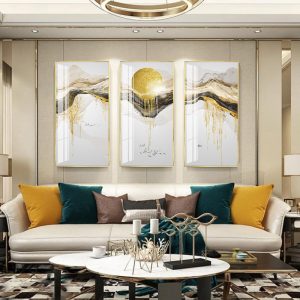 Modern Abstract Canvas Frame, Blue Marble Poster, Wall Art, Nordic Painting, Posters and Prints, Wall Pictures for Living Room Set of 3 Canvas