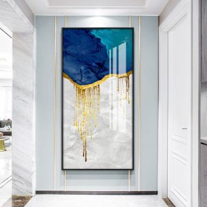 Modern Abstract Canvas Frame, Blue Marble Poster, Wall Art, Nordic Painting, Posters and Prints, Wall Pictures for Living Room