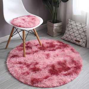Fluffy Round Rug Carpets for Living Room Decor Faux Fur Rugs Kids Room Long Plush Rugs for Bedroom Shaggy Area Rug Modern Mats Red