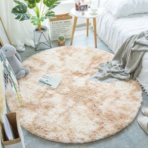Fluffy Round Rug Carpets for Living Room Decor Faux Fur Rugs Kids Room Long Plush Rugs for Bedroom Shaggy Area Rug Modern Mats Khaki