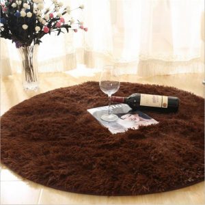 Fluffy Round Rug Carpets for Living Room Decor Faux Fur Rugs Kids Room Long Plush Rugs for Bedroom Shaggy Area Rug Modern Mats Brown