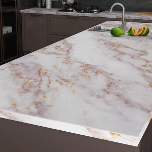 Oil-proof Marble Wall Sticker Paper Waterproof PVC Wallpapers Self Adhesive Kitchen Bedroom Living Room TV Background Decoration