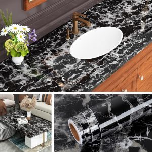 Oil-proof Marble Wall Sticker Paper Waterproof PVC Wallpapers Self Adhesive Kitchen Bedroom Living Room TV Background Decoration LIB