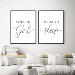 God and Sleep Quote Wall Art Wall Pictures For Living Modern Home Canvas Painting
