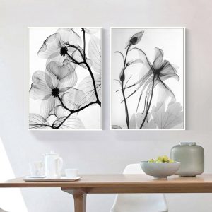 Nordic Black White Plant Abstract Flower Canvas Posters Canvas Prints Minimalist Wall Art Painting Decorative Picture Home Decor