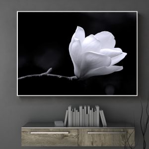 Nordic White Flowers Canvas Black Posters Print Unique Decor Wall Art Pictures For Living Room Bedroom Entrance Studio Cafe Bar