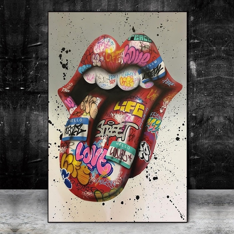 Home-Decor-Graffiti-Art-Wall-Paintings-Print-Cuadros-On-Canvas-Tongue-Street-Art-Abstract-Posters-Prints-1.jpg