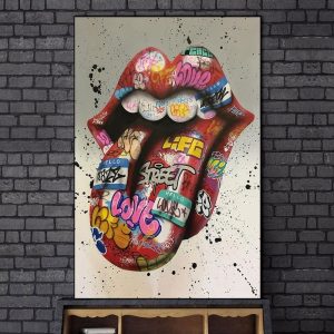 Home Decor Graffiti Art Wall Paintings Print Cuadros On Canvas Tongue Street Art Abstract Posters Prints Modern Wall paintings