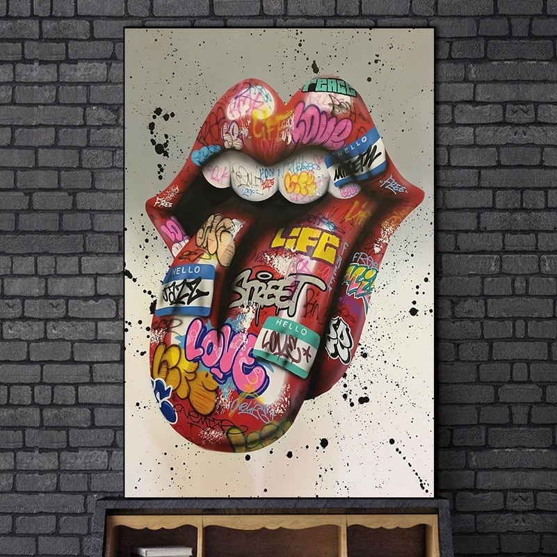 Home-Decor-Graffiti-Art-Wall-Paintings-Print-Cuadros-On-Canvas-Tongue-Street-Art-Abstract-Posters-Prints-2.jpg
