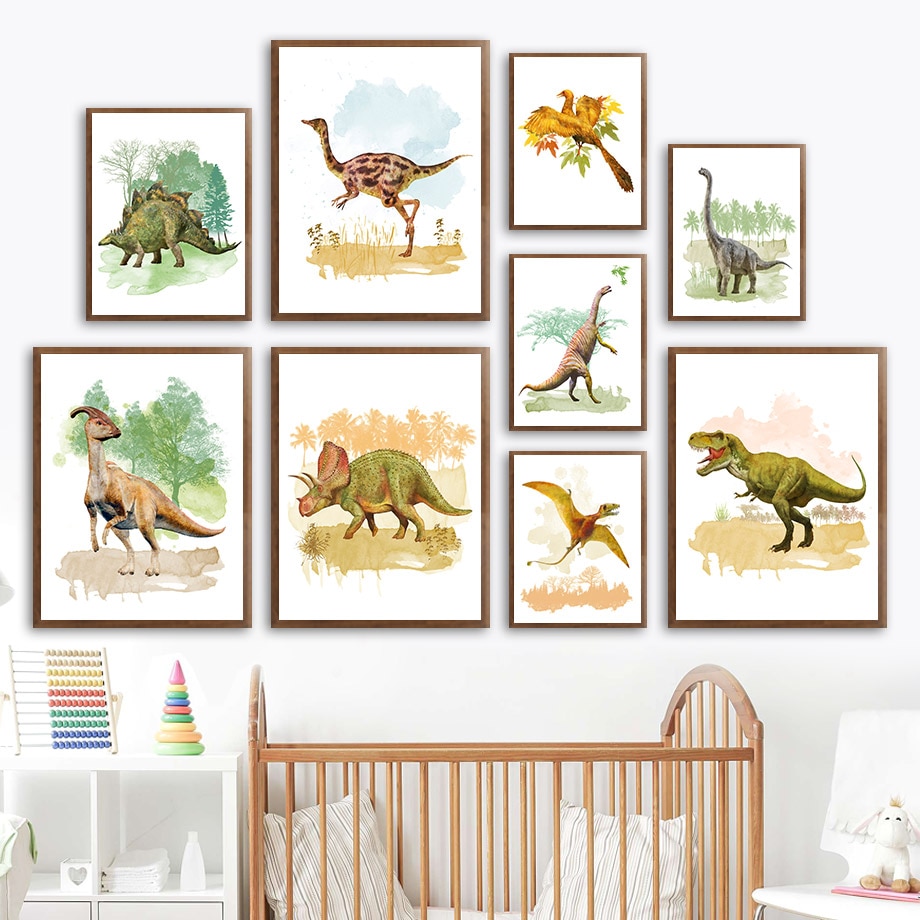 Jurassic-Safari-Dinosaur-Tyrannosaurus-Stegosaurus-Wall-Art-Canvas-Painting-Posters-And-Prints-Wall-Pictures-Kids-Boy-2.jpg