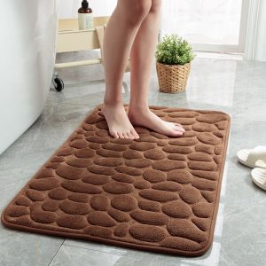 3D Embossed Bathroom Bath Mat Toilet Carpets Entrance Doormat For Shower Room Solid Color Memory Foam Floor Rugs In Bathroom