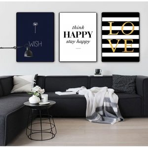 Modern Happy Quotes Canvas Painting Black White Wall Pictures For Kids Room Wall Art Posters And Prints Home Decor