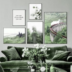 Train Eucalyptus Giant Tree Green MountainWall Art Canvas Painting Nordic Posters And Prints Wall Pictures For Living Room Decor