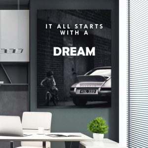 Decoration for Home Poster Black and White it All Starts with a Dream Canvas Painting Room Wall Decor Art Prints Frameless