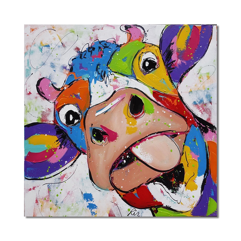 Modern-Abstract-Cute-Funny-Colorful-Cow-Head-Painting-On-Canvas-Wall-Art-Print-Posters-Animal-Pictures-4.jpg