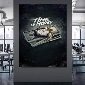 Time Is Money Poster Office Home Decor Canvas Picture Motivation Quote Wall Art Frameless Modern Abstract Paintings