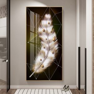 Modern Blue Gold Feather Butterfly Abstract Canvas Painting Wall Art Print and Poster Picture for Living Room Home Decoration - Color 3
