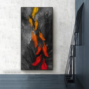 Modern Blue Gold Feather Butterfly Abstract Canvas Painting Wall Art Print and Poster Picture for Living Room Home Decoration - S13