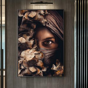 Half Face Woman Flower Art Posters and Prints Canvas Paintings Wall Art Pictures for Living Room Decor  (No Frame)