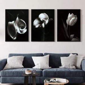 Nordic Black White Flowers Wall Art Posters and Prints Modern Canvas Painting Decorative Pictures for Living Room Home Decor
