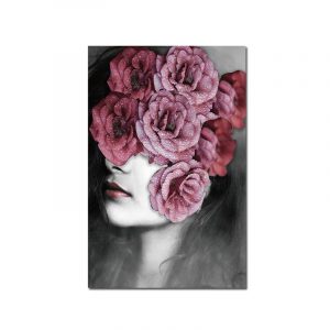 Modern Flower On The Head With Gold Women Oil Painting On Canvas Print Nordic Poster Wall Art Picture For Living Room Home Decor Style 2