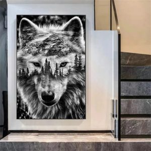 Nordic Wild wolf Posters And Prints For Living Room Forest Black and White Canvas Painting Wall Art Home Decor Cuadros