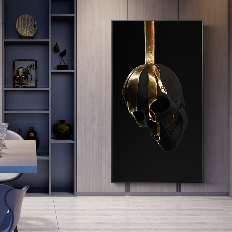Abstract-Black-Gold-Art-Posters-and-Prints-Golden-Paint-Drip-on-Skull-Rose-Canvas-Painting-Wall-5.jpg