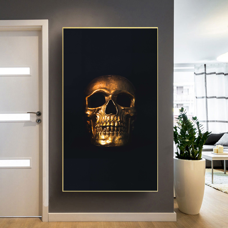 Abstract-Black-Gold-Art-Posters-and-Prints-Golden-Paint-Drip-on-Skull-Rose-Canvas-Painting-Wall-7.jpg