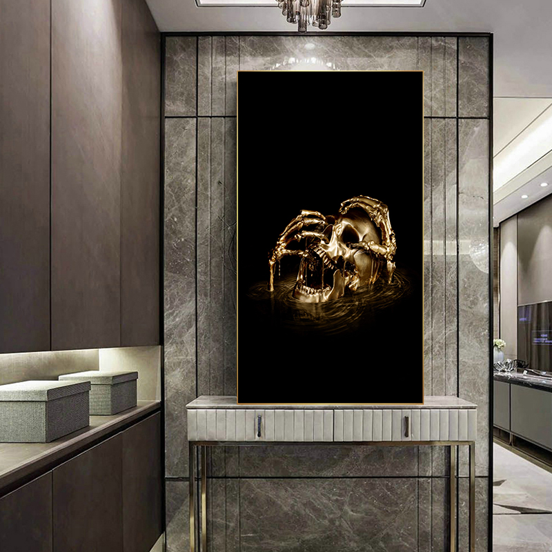 Abstract-Black-Gold-Art-Posters-and-Prints-Golden-Paint-Drip-on-Skull-Rose-Canvas-Painting-Wall-8.jpg
