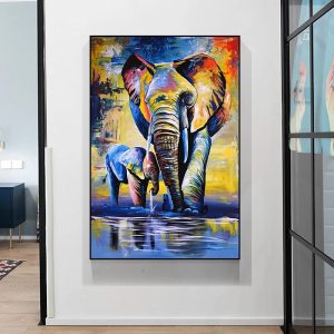 Abstract Animals Colorful Elephant Canvas Paintings on The Wall Art Posters and Prints Pictures for Kids Room Home Decoration