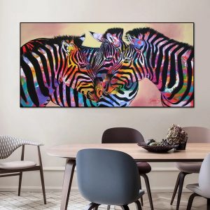 Abstract Colorful Zebra Canvas Painting Graffiti Animal Posters and Prints Wall Art Pictures for Living Room Home Decor No Frame