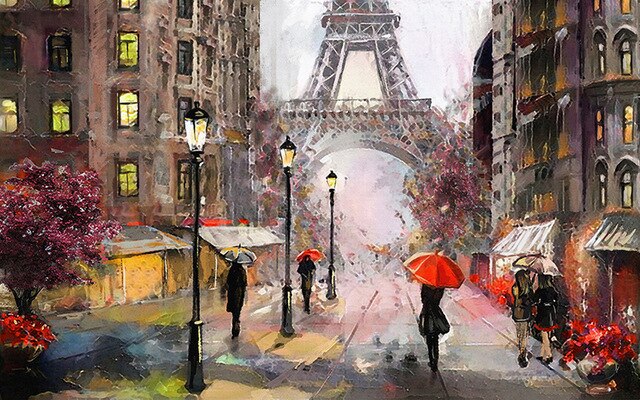 Abstract-Pedestrian-Paris-Eiffel-Tower-Landscape-Canvas-Painting-Poster-Print-Wall-Art-Picture-Modern-Popularity-Home1