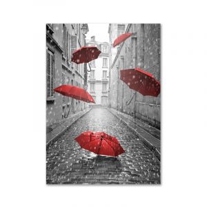 Black White Europe Red Poster Print Umbrella Tree Wall Art City Landscape Decoration Picture Living Room Canvas Painting Decor
