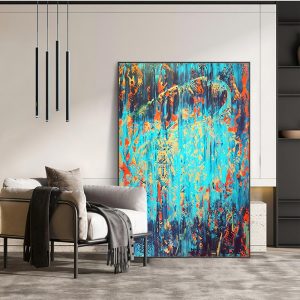 Modern Abstract Orange Blue Oil Painting Print Wall Poster Nordic Canvas Painting Art Pictures Living Room Home Decor