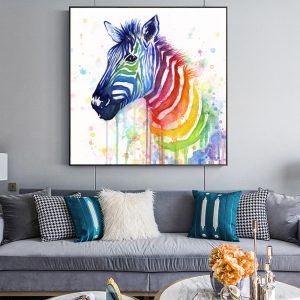 Watercolor Zebra Canvas Art Paintings Home Decor Abstract Animals Wall Posters And Prints Colorful Animal Pictures For Kids Room