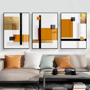 Modern Abstract Yellow Geometry Wall Art Pictures Canvas Painting Gallery Poster and Print Interior for Living Room Home Decor