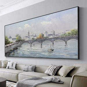 Beautiful Mediterranean City Canvas Painting Handmade Abstract Oil Painting For Living Room Decoration Gift