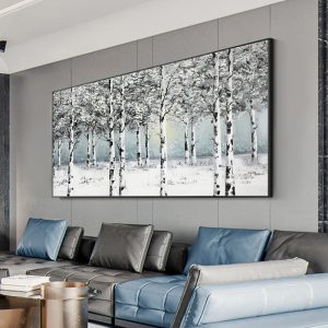 Birch Forest Oil Painting Wall Art Hand Painted ModernWall Decorative Canvas Art Picture for living room Home Decor