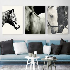 Black And White Horse Nordic Posters and Prints Wall art Decorative Picture Canvas Painting For Living Room Home Decor Unframed