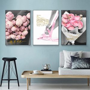 Canvas Poster Scandinavian Art Flower Nordic Decor Elegant Peony Flower Phrase Print Modern Living Room Decor Decoration 2-23