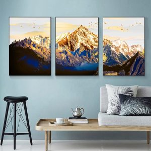 Golden Abstract Snow Mountain Landscape Map Canvas Painting Art Print Poster Picture Wall  Nordic Decorative Picture Home Decor