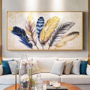 Golden feather modern wall charts abstract canvas painting home living room bedroom decoration wall painting works