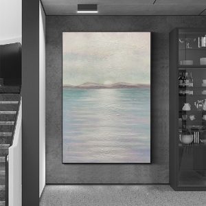 Handmade Abstract Oil Painting Sunrise On The Sea On Canvas  Wall Painting For Living Room Home Decor