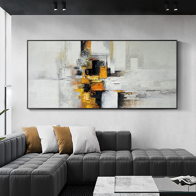 Canvas Thick Pigment Modern Painting Black and White Canvas