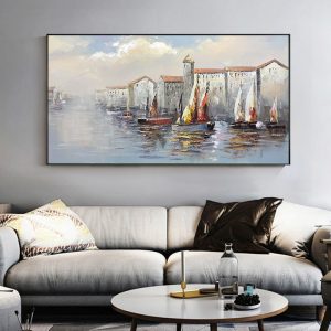 Modern Abstract Frameless Home Decoration Hand Painted Oil Painting Venice Landscape Wall Art Gift