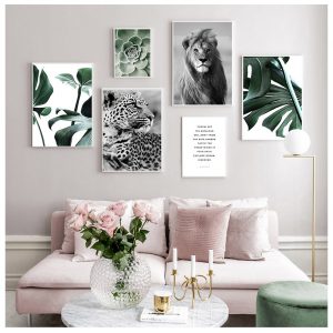 Nordic Plant Leaf  Poster Animals Canvas Painting Black White Wall Art Pictures For Living Room  Home Decorative Prints