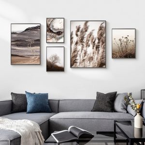 Reeds Grass Sunrise Canvas Painting Nature Landscape Scandinavian Poster and Print Nordic Style Wall Art Picture Home Decoration