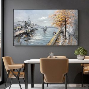 Urban landscape handmade abstract oil painting on canvas large size mural living room home decoration original painting