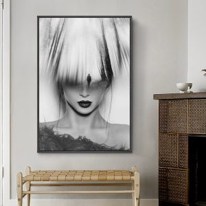 Abstract Black White Fashion Girl Wall Art Canvas Painting Forest Print Nordic poster Wall Pictures for Living Room Salon Decor