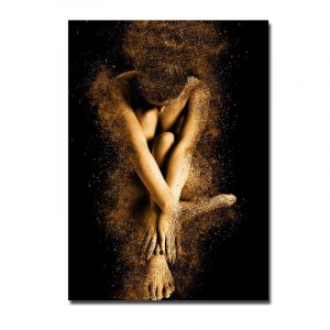 Canvas Prints Golden Powder Nude Woman Painting Sexy Posters Mosaic Wall Art Modern Pictures for Living Room Home Decoration